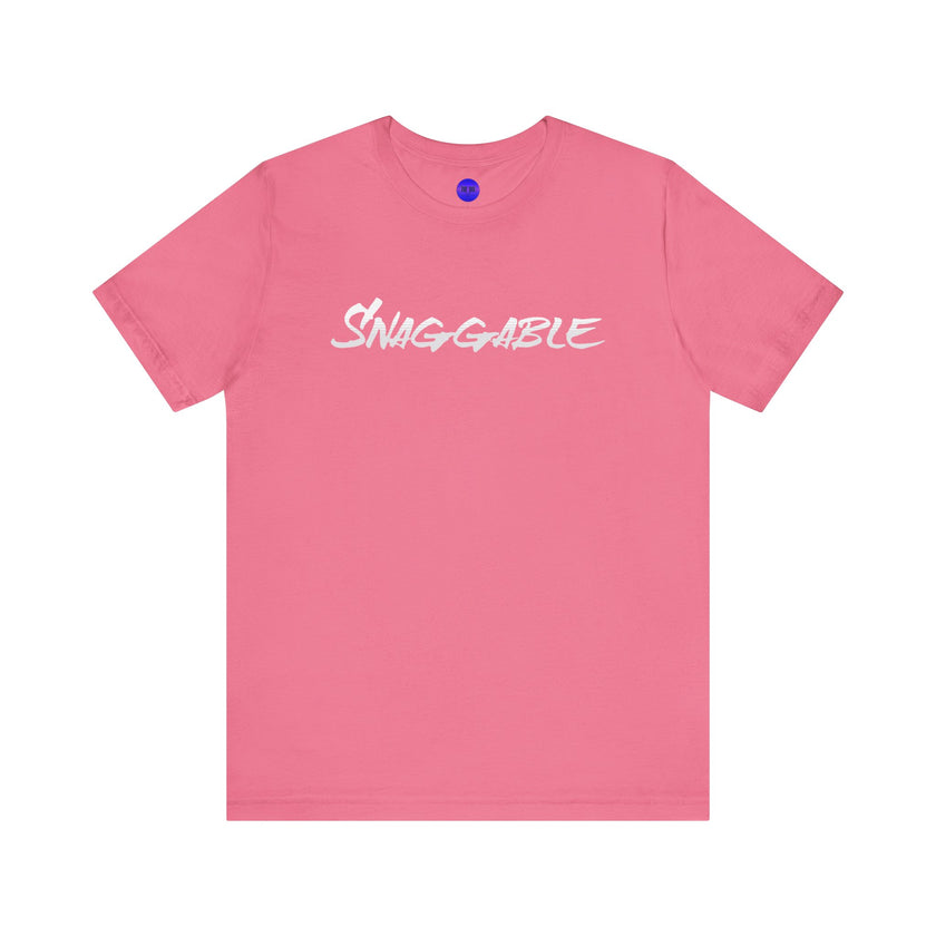Snaggable, Rez Humor, Black, Asphalt, Pink or Red, Unisex Jersey Short Sleeve Tee