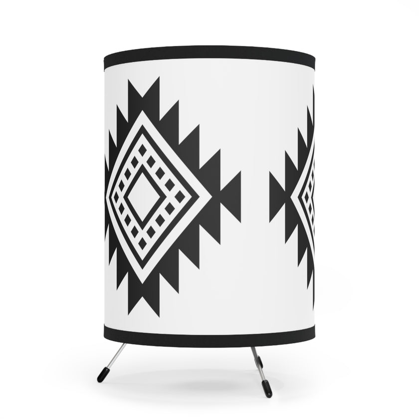 Black Native Pattern Native Collection Tripod Lamp with High-Res Printed Shade, US\CA plug