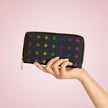 Rainbow Native American Star Black Zipper Wallet