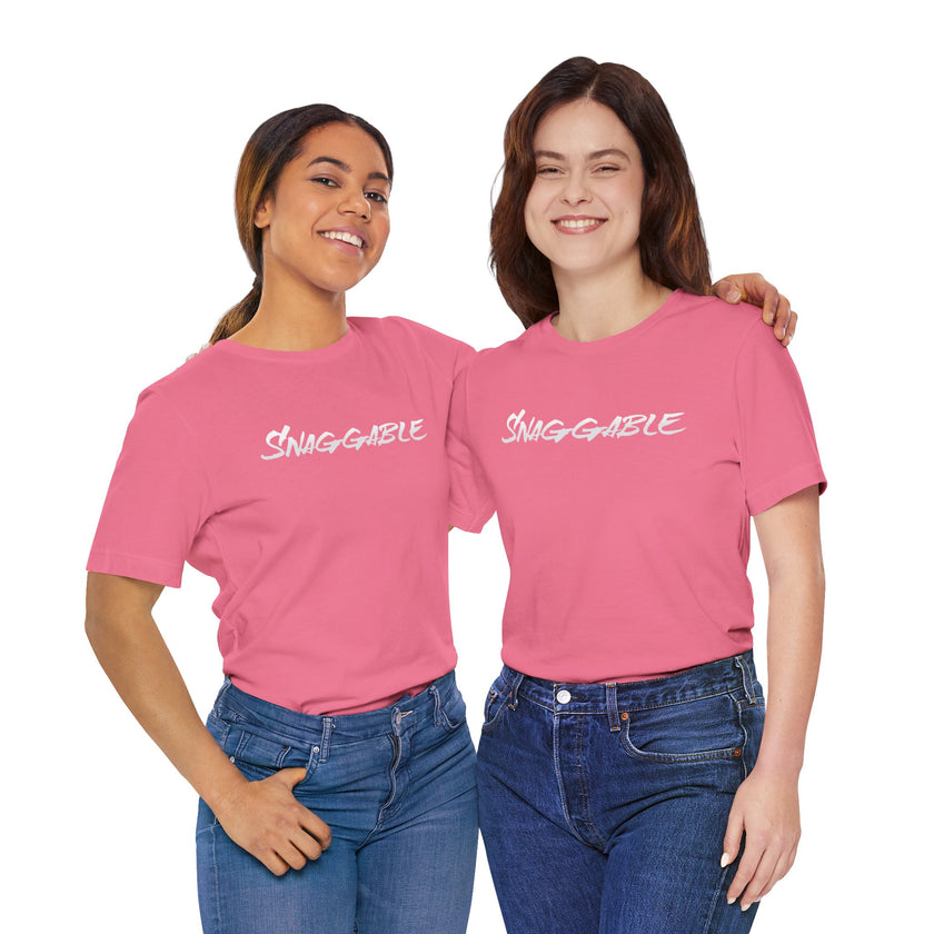 Snaggable, Rez Humor, Black, Asphalt, Pink or Red, Unisex Jersey Short Sleeve Tee