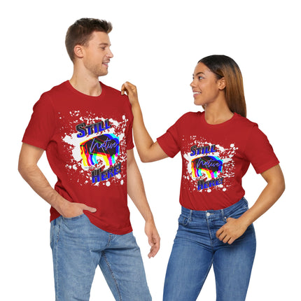 Native Innii aka Bison Graphic, Still Here, Native Pride, White, Orange, Black, Green, Blue, or Red Unisex Jersey Short Sleeve Tee