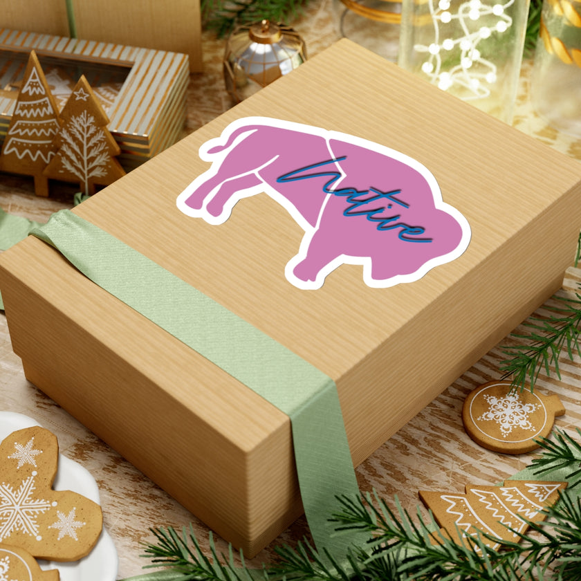 Pink Native Bison Kiss-Cut Stickers