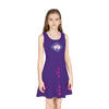 White Bison on Pink and Teal Native Pattern Girls' Sleeveless Sundress