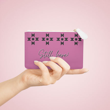Light Pink Still here Mini Clutch Bag, card holder