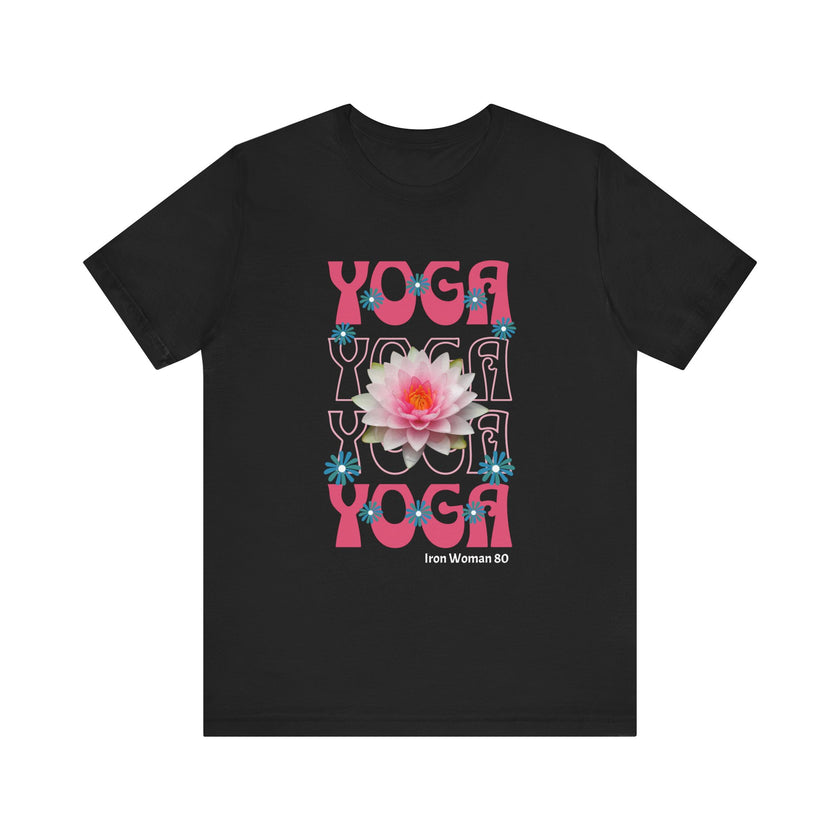 Lotus Flower Graphic, Yoga Unisex Jersey Short Sleeve Tshirt, Black or White