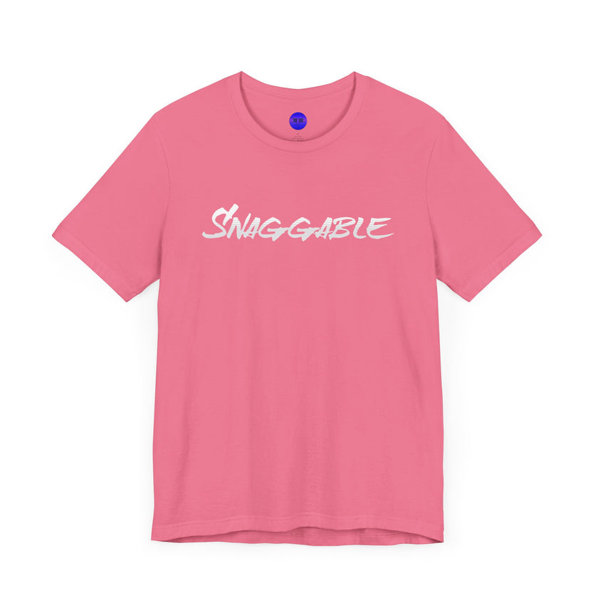 Snaggable, Rez Humor, Black, Asphalt, Pink or Red, Unisex Jersey Short Sleeve Tee