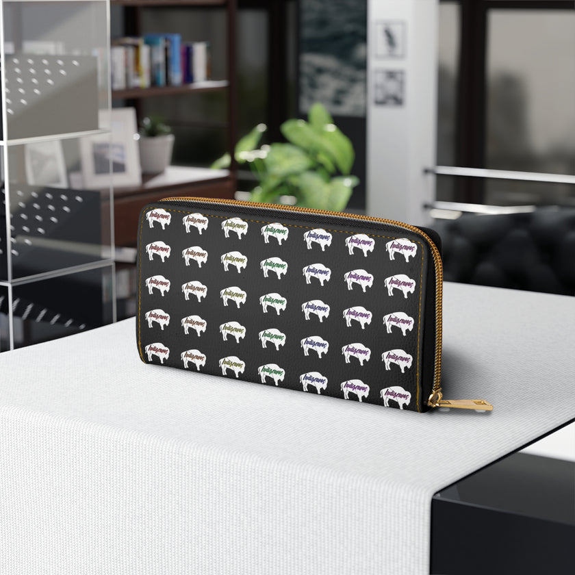 Black-Rainbow Indigenous White Innii-Bison Zipper Wallet-Native Collection-Iron Woman 80