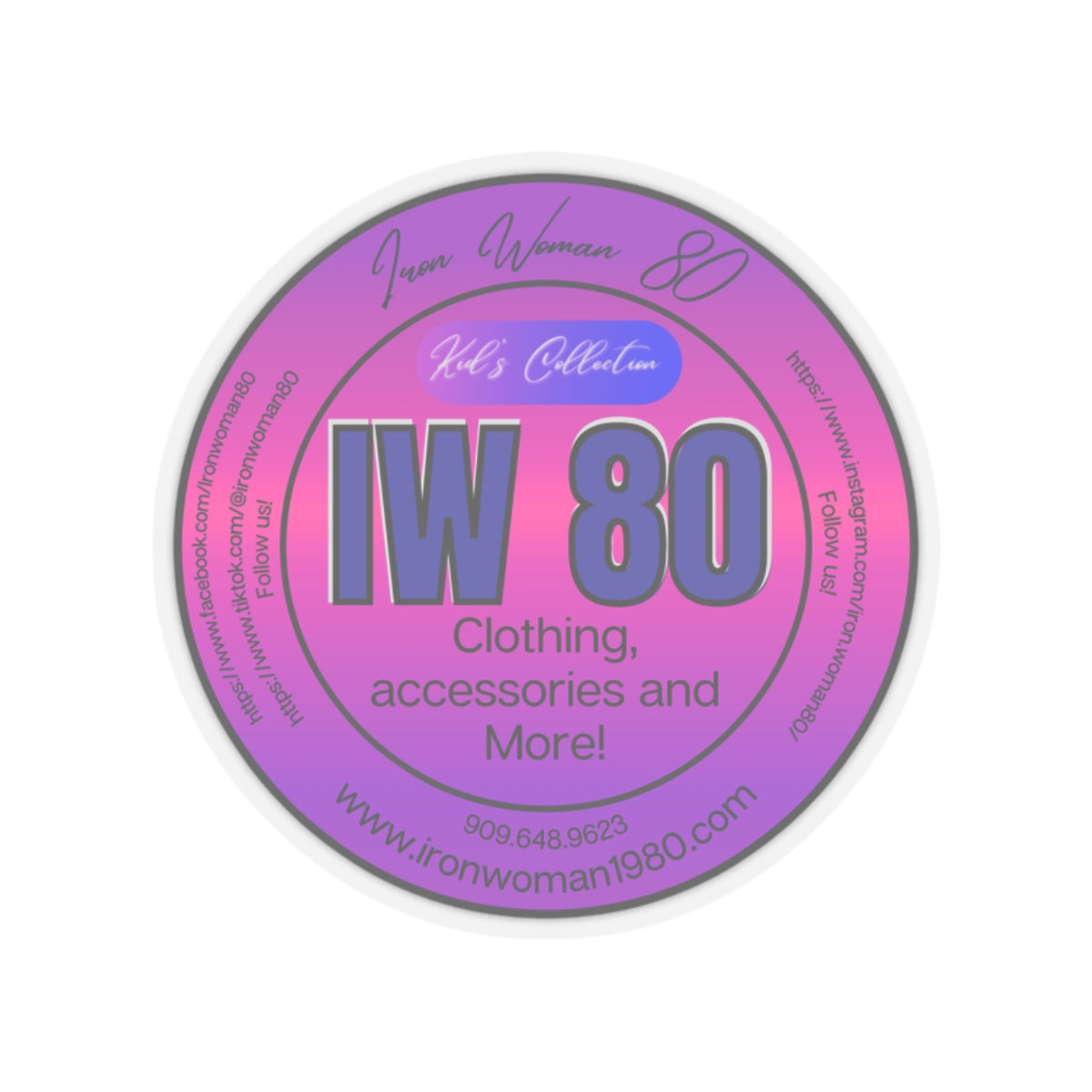 Iron Woman 80 Logo Kid's Collection Pink Kiss-Cut Stickers
