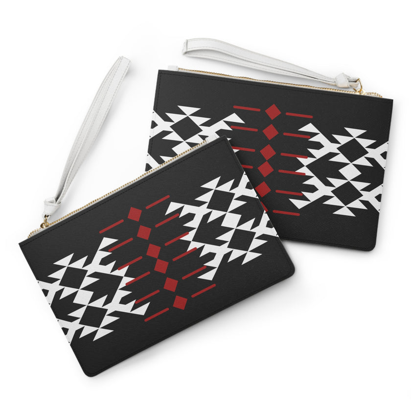 Black, Red, and White Warrior Clutch