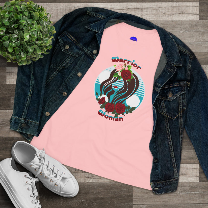 Warrior Woman, Graphic, Black, White or Pink, Women's Cotton Tee
