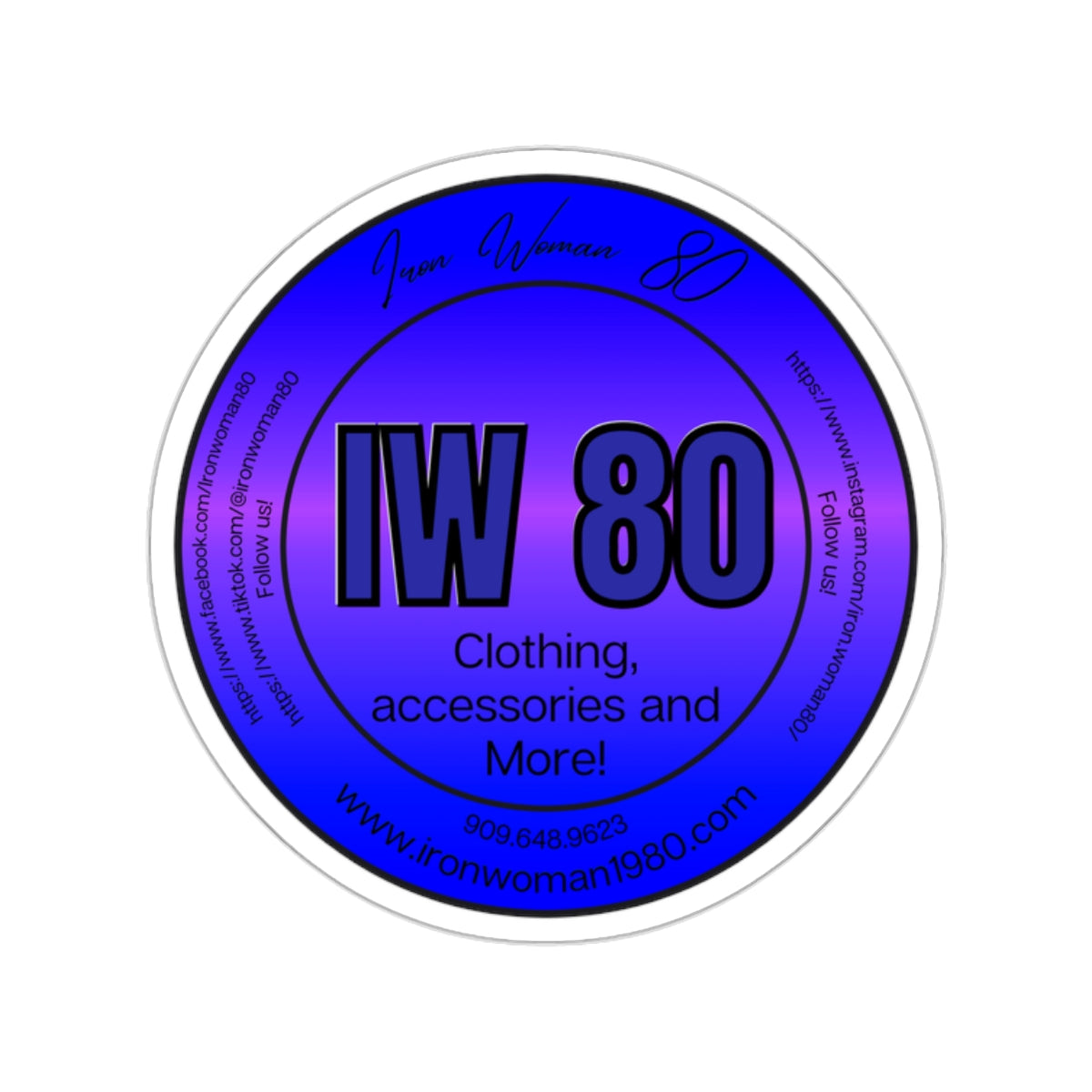 Iron Woman 80 Logo Blue Kiss-Cut Stickers