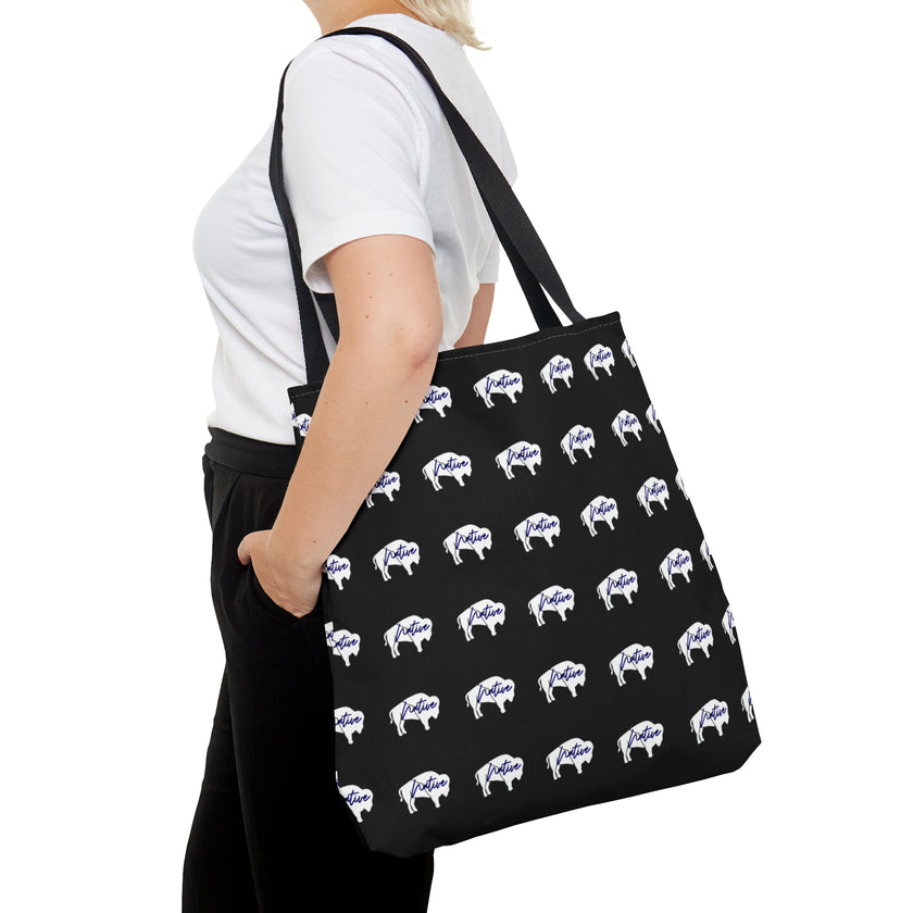 White Innii-Bison with Rainbow Colored Text Tote Bag