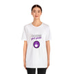 Coffee first please purple image Unisex Jersey Short Sleeve Tee