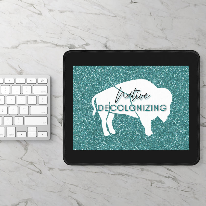 Native Decolonizing White Bison Gaming Mouse Pad