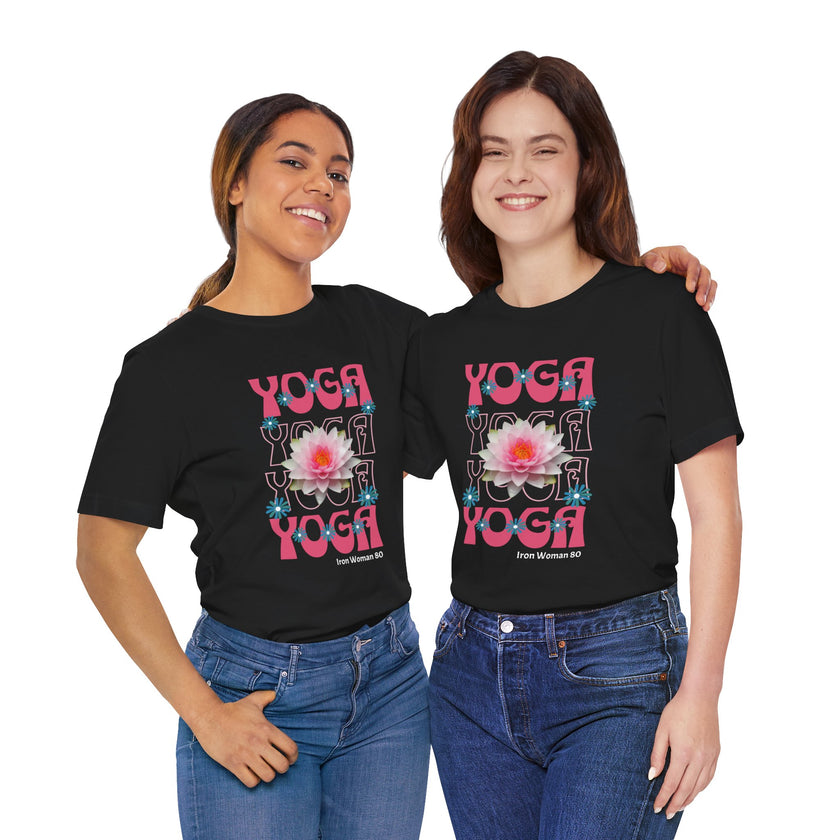 Lotus Flower Graphic, Yoga Unisex Jersey Short Sleeve Tshirt, Black or White