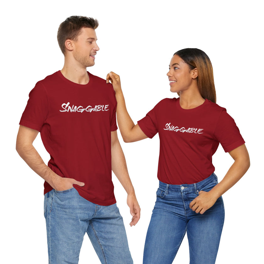 Snaggable, Rez Humor, Black, Asphalt, Pink or Red, Unisex Jersey Short Sleeve Tee
