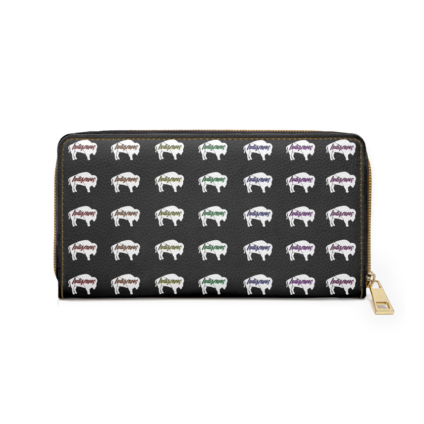 Black-Rainbow Indigenous White Innii-Bison Zipper Wallet-Native Collection-Iron Woman 80
