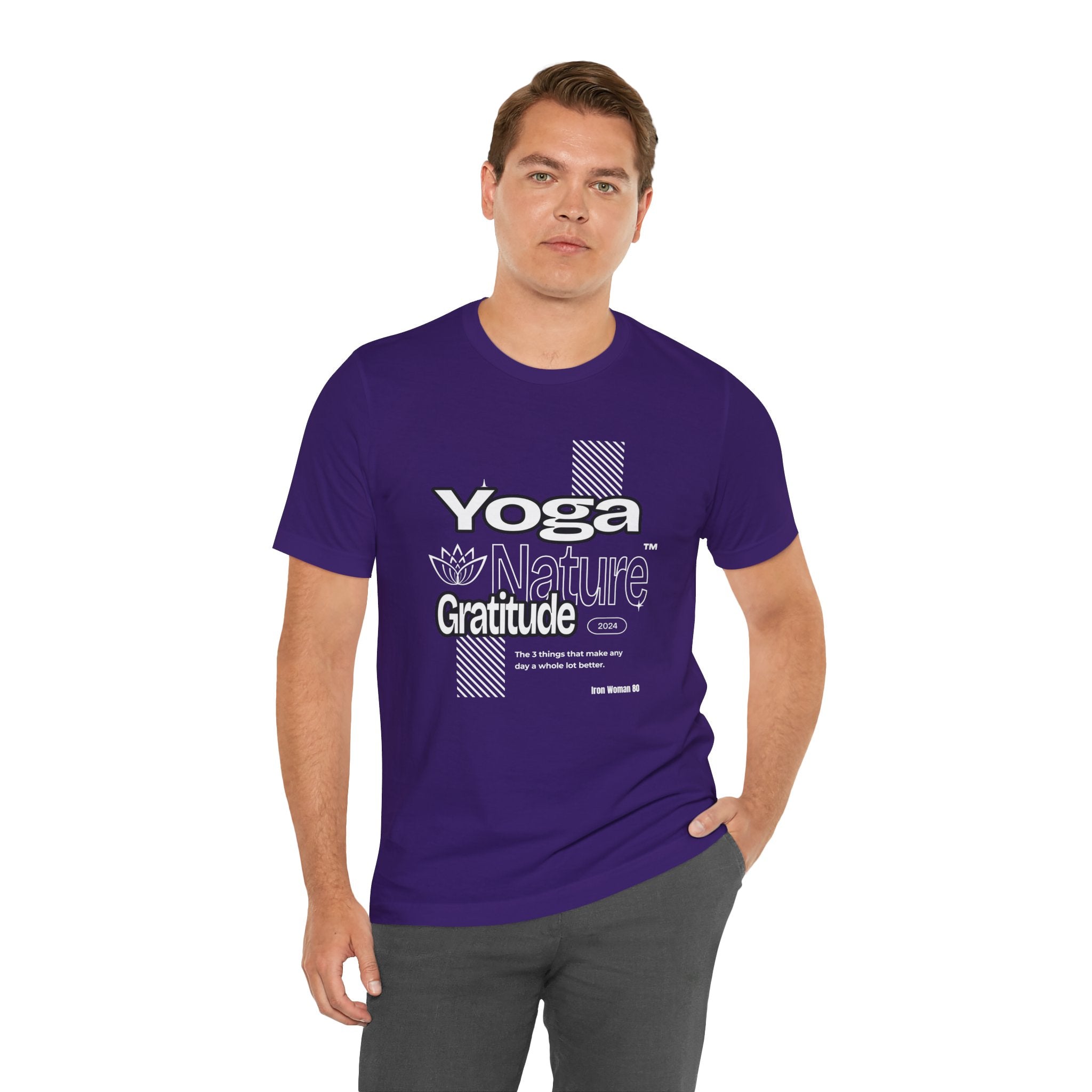 Yoga Nature Gratitude, Black, Green, Aqua, True Royal, Purple, Berry and Red, Unisex Jersey Short Sleeve Tshirt