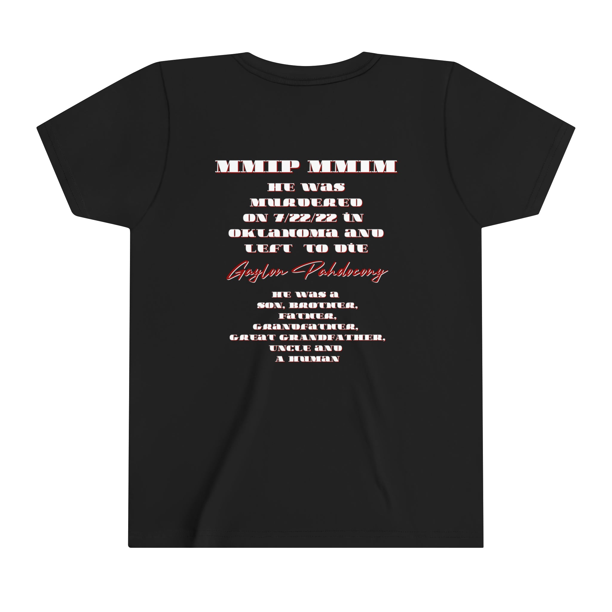 Justice for Gaylon Pahdocony MMIP Youth Short Sleeve Tee