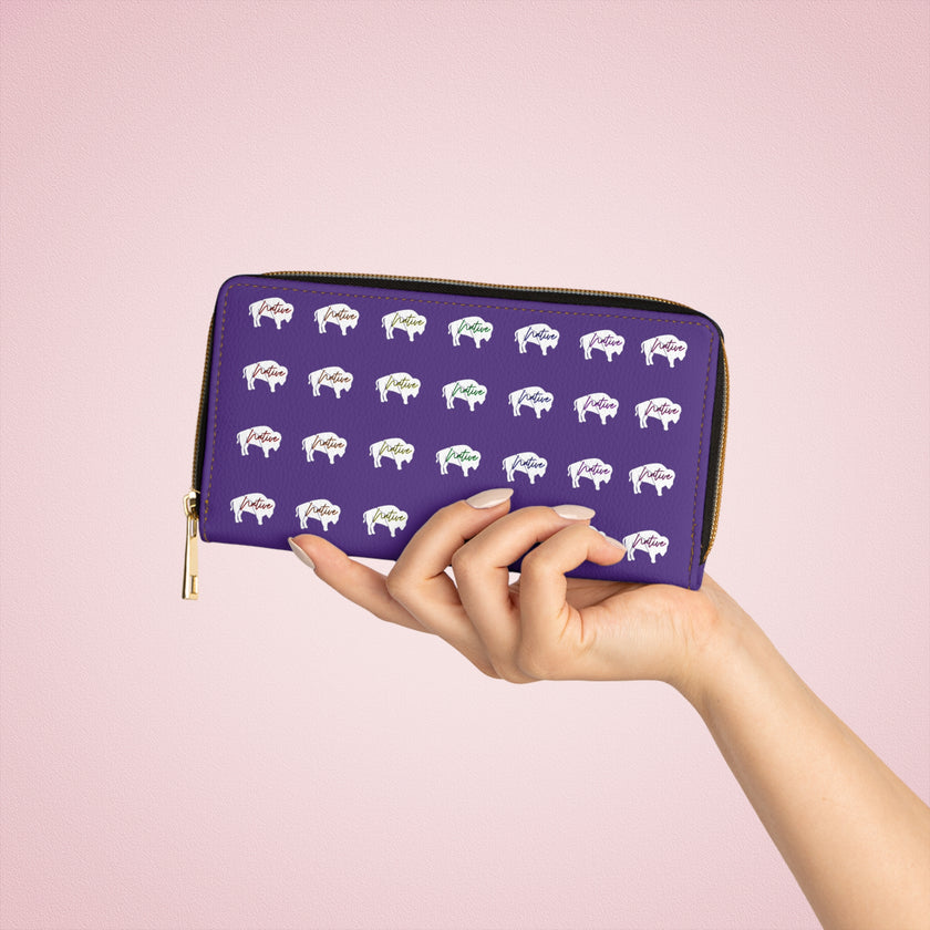 Purple-Rainbow Native White Innii-Bison Zipper Wallet-Native Collection-Iron Woman 80