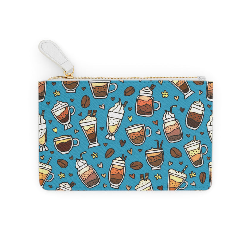 Coffee lovers Teal Mini Clutch Bag
