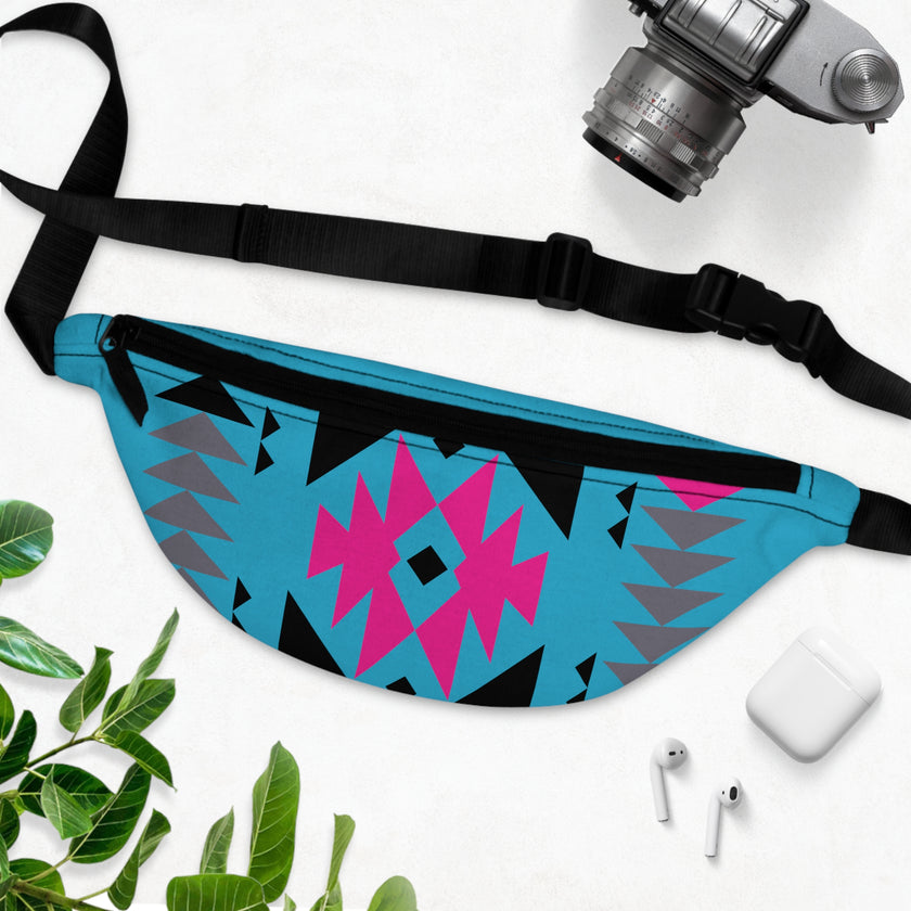 Pink Gray and Black Native Pattern Fanny Pack