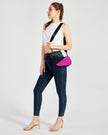 Magenta and Black Petite Canvas Purse, with 2 options for Straps