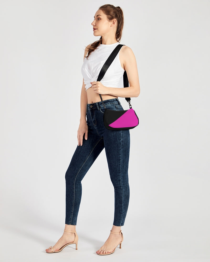 Magenta and Black Petite Canvas Purse, with 2 options for Straps