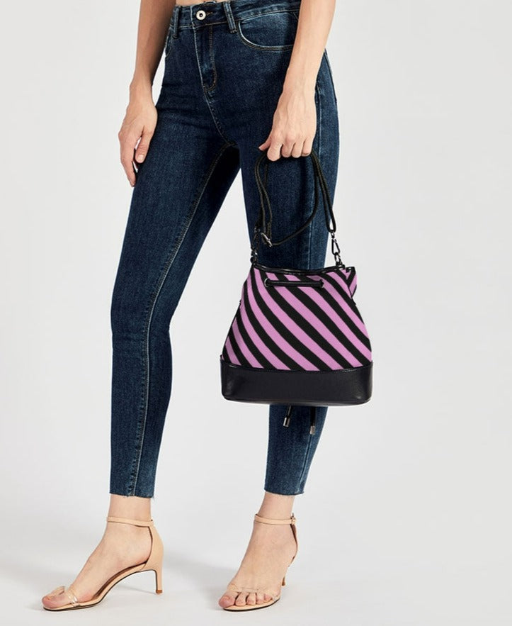 Black Mini Drawstring Bucket Bag