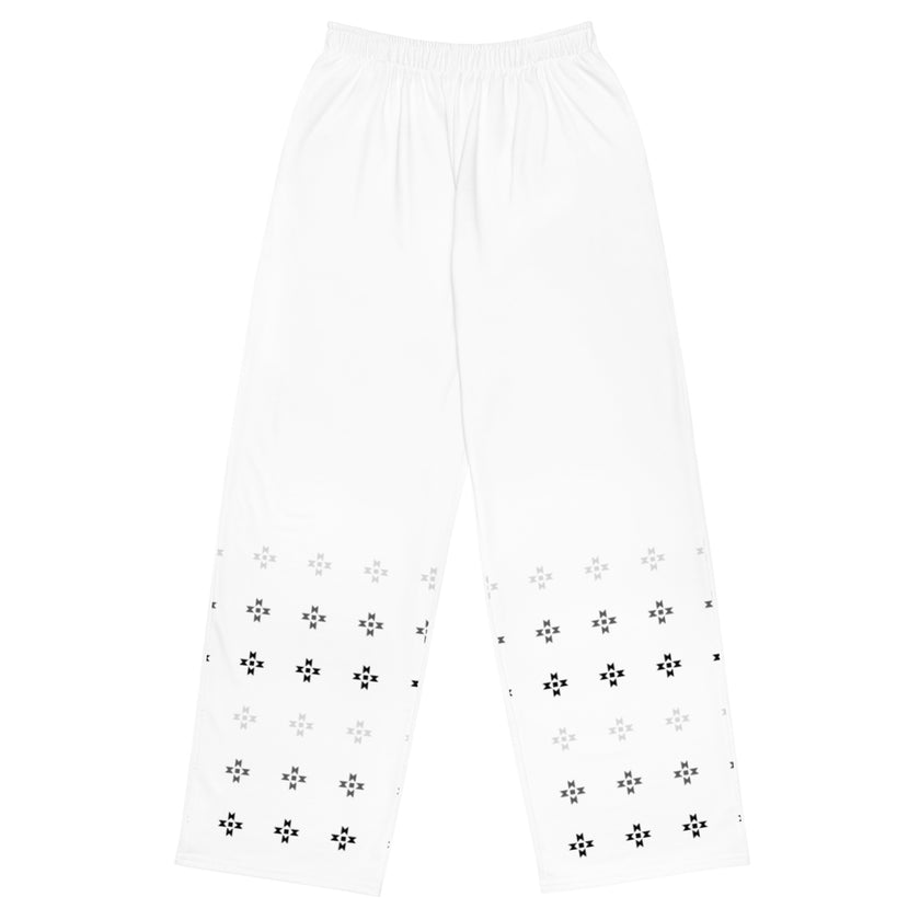 Gray Scale Native Stars White unisex wide-leg pants