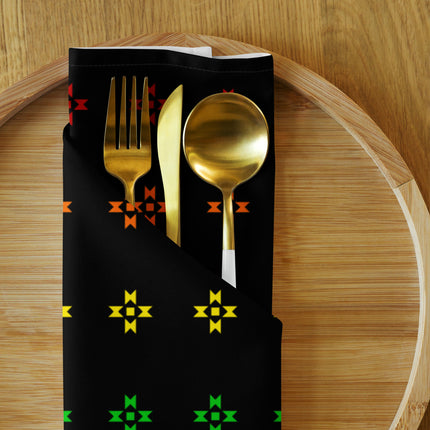Rainbow Native Star Pattern, Black Breakfast, Lunch, Dinner Cloth napkin set