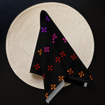 Rainbow Native Star Pattern, Black Breakfast, Lunch, Dinner Cloth napkin set