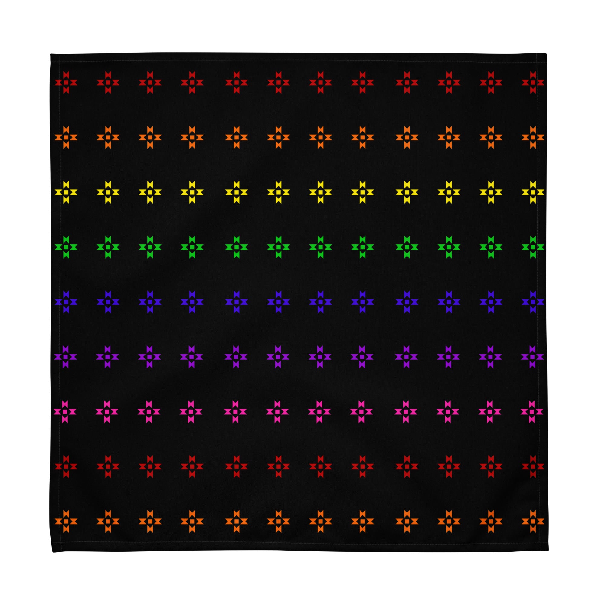 Rainbow Native Star Pattern, Black Breakfast, Lunch, Dinner Cloth napkin set
