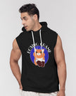 Boxing Champ, Cat Graphic, Black Men's Heavyweight, Sleeveless Hoodie