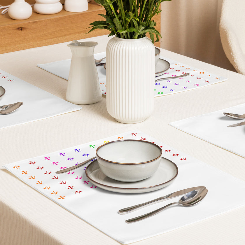 Rainbow Native Star Pattern, Breakfast, Lunch, Dinner Placemat Set