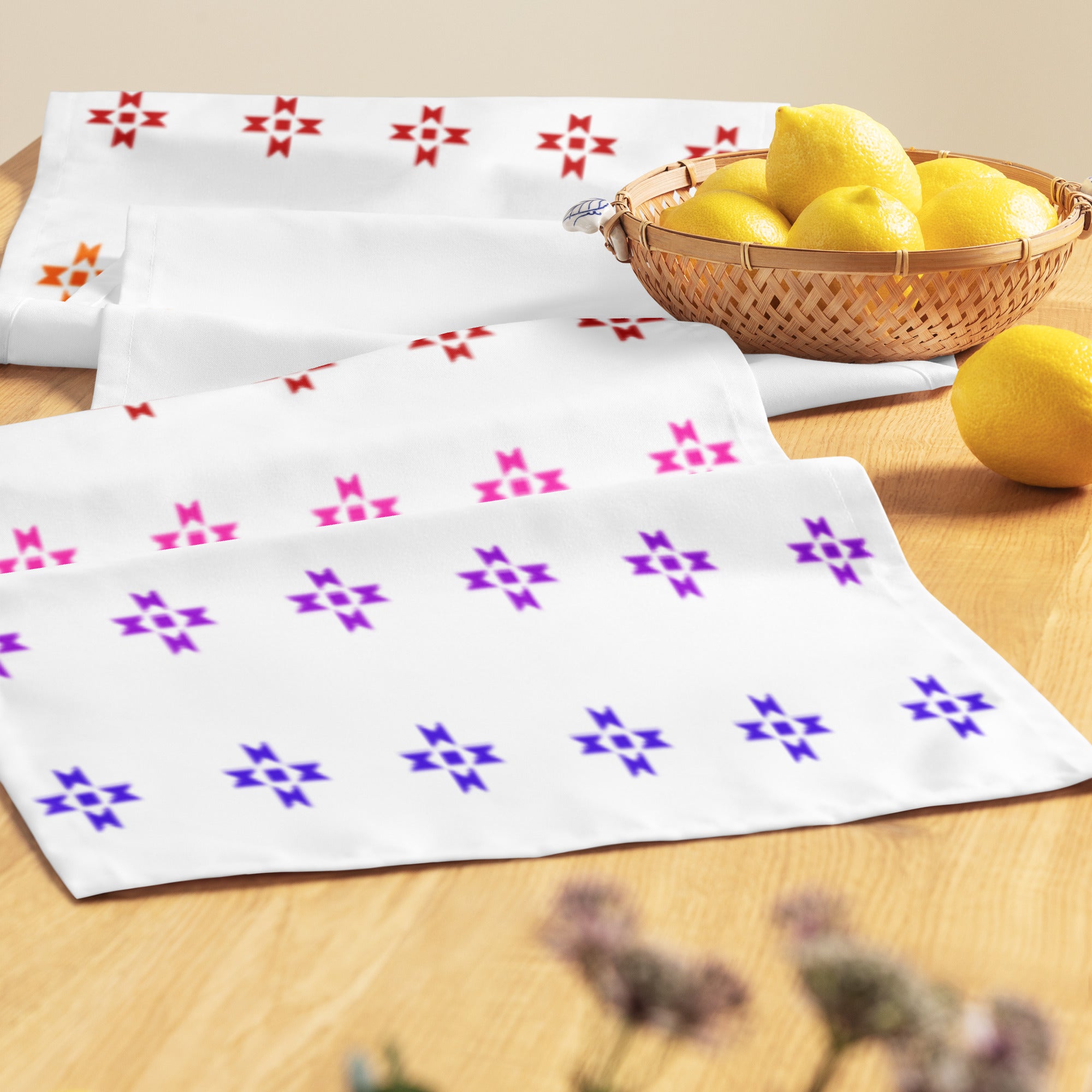 Rainbow Native Star Pattern, Breakfast, Lunch, Dinner Table runner