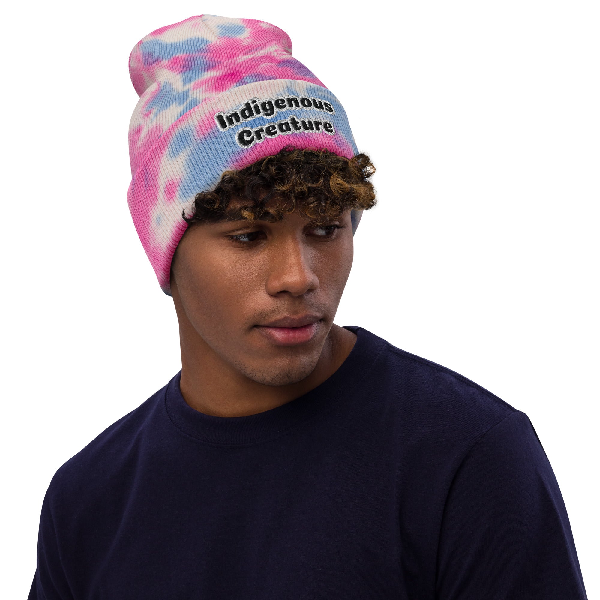 Native, Rez Humor Indigenous Creature Tie-dye beanie