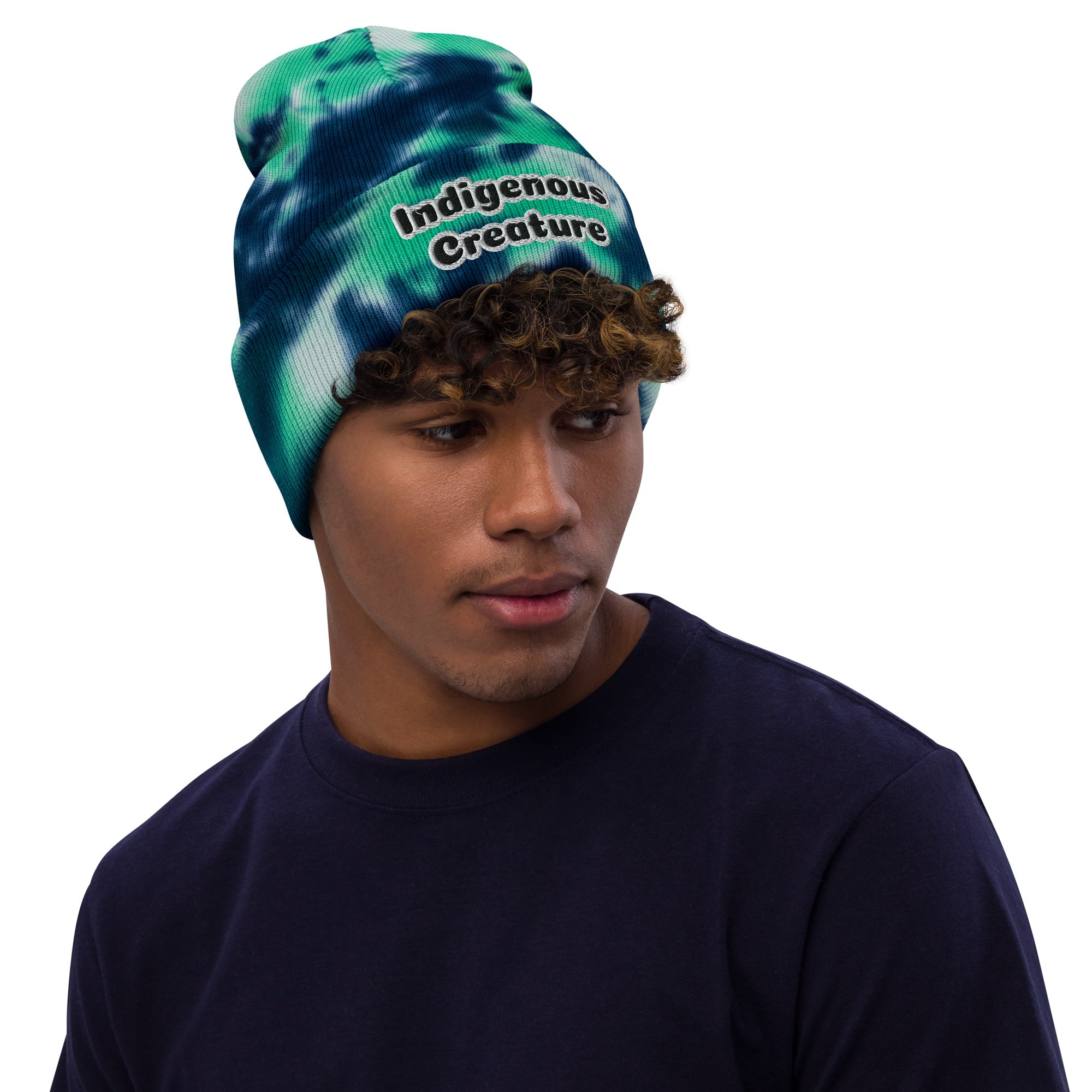 Native, Rez Humor Indigenous Creature Tie-dye beanie
