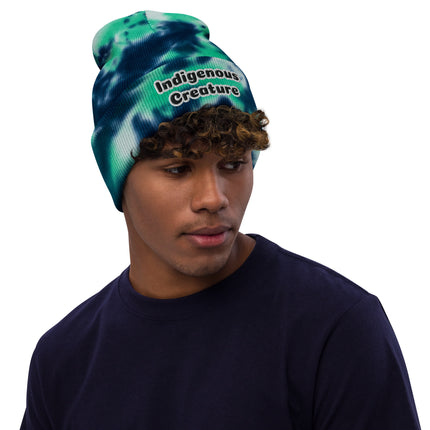 Native, Rez Humor Indigenous Creature Tie-dye beanie