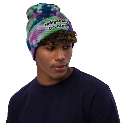 Native, Rez Humor Indigenous Creature Tie-dye beanie