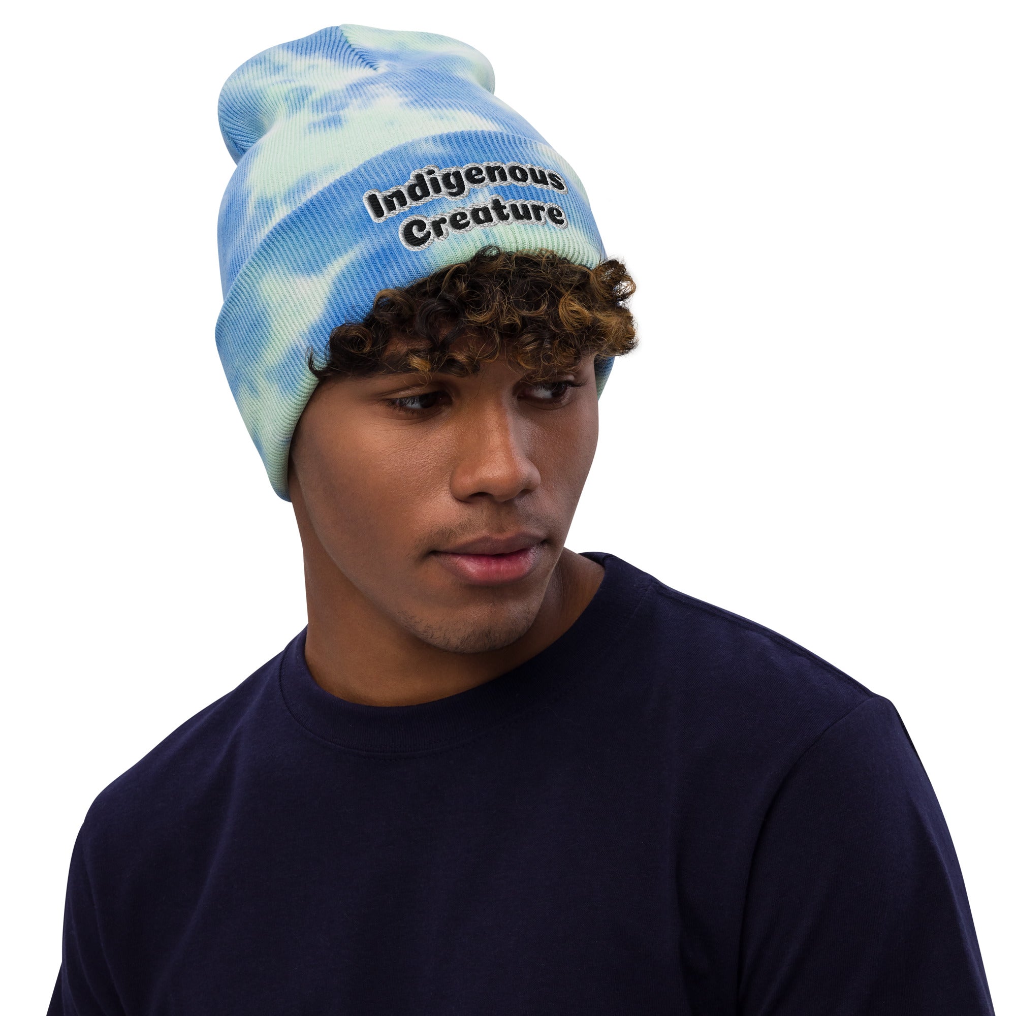 Native, Rez Humor Indigenous Creature Tie-dye beanie