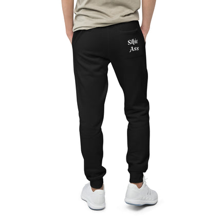 Native Humor, Rez Humor Sh*t A** Black and White Unisex fleece sweatpants