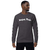 Charcoal and White Warrior Made Sweater, Unisex organic raglan sweatshirt