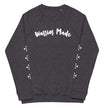 Charcoal and White Warrior Made Sweater, Unisex organic raglan sweatshirt
