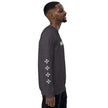 Charcoal and White Warrior Made Sweater, Unisex organic raglan sweatshirt
