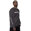 Charcoal and White Warrior Made Sweater, Unisex organic raglan sweatshirt