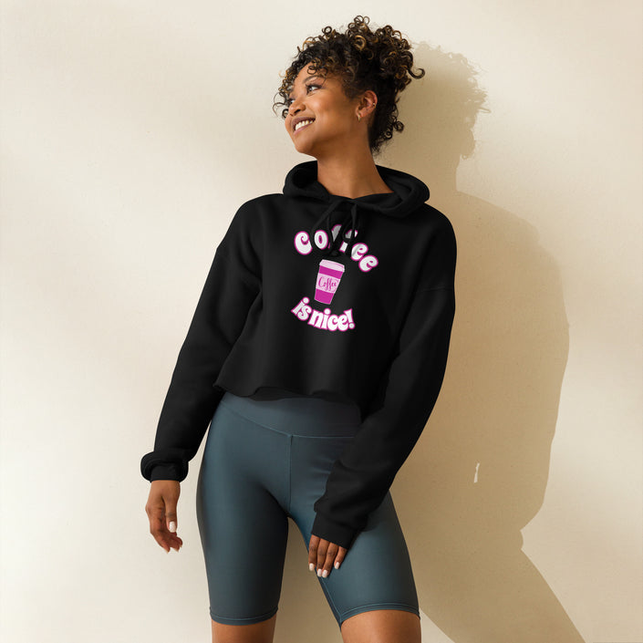 Pink Black Coffee is Nice! Cropped Hoodie