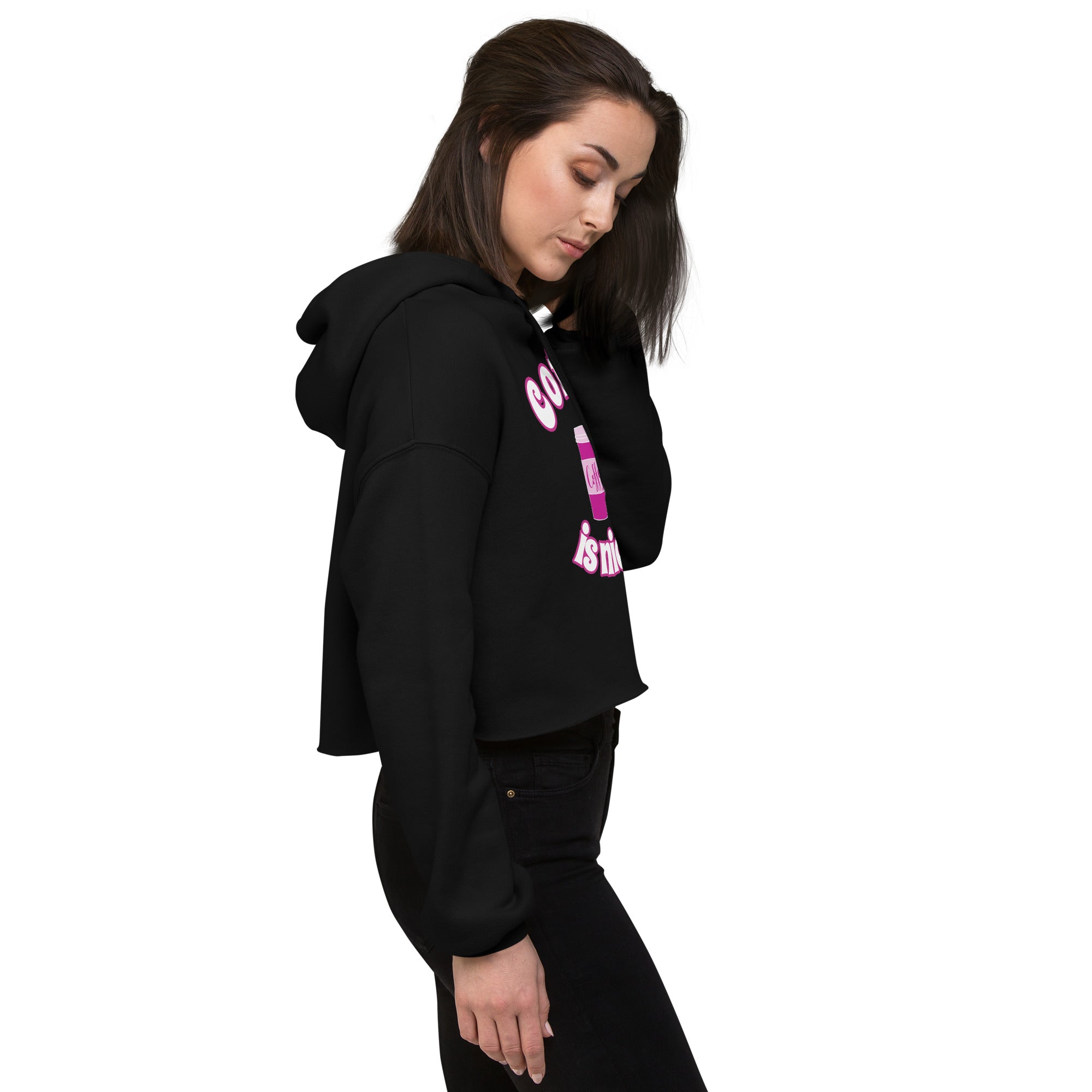 Pink Black Coffee is Nice! Cropped Hoodie