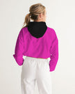 Magenta and Black Geometric Native Pattern Women's Cropped Windbreaker