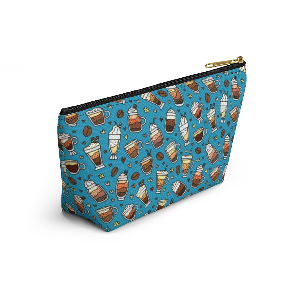 Coffee on Teal Accessory Pouch w T-bottom